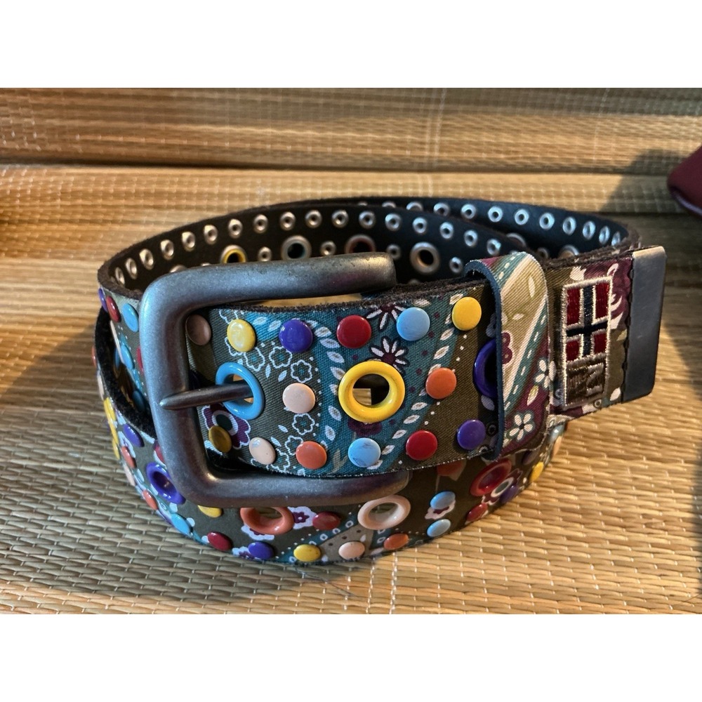Napapijri Belt Men's FW09 Paisley Studded NYODGC LEATHER NEW OLD STOCK READ